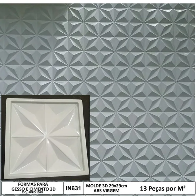 Forma 3d Gesso Mini Cristais 29x29cm abs 1,5mm Molde para gesso/cimento 3d IN635