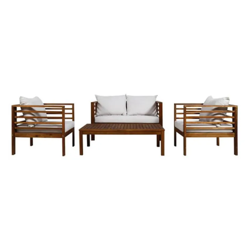 Conjunto De Jardim 4 Pecas Poltronas E Mesa Com Almofadas