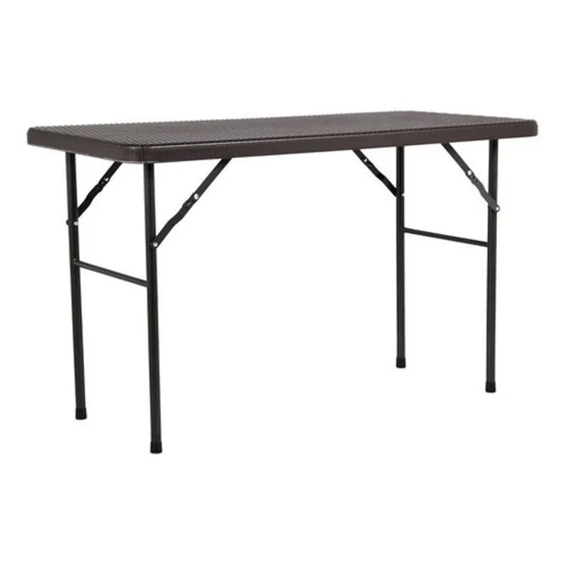Mesa Dobravel 122x74 Cm Rattan Compacta Tipo Maleta