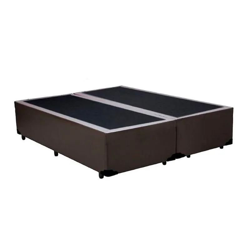 Cama Box Blindado Queen Bipartido King Design Sintético Marrom 158x198x40