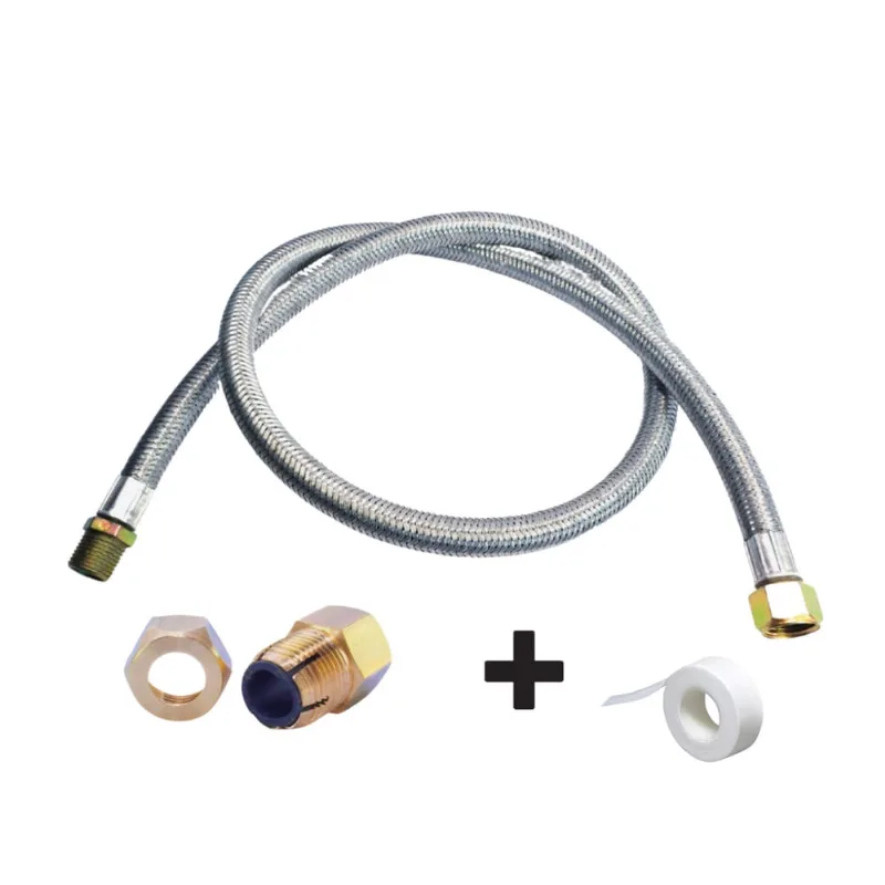 Mangueira para gás encanado 1,20m 1/2 + Adaptador dako fêmea + veda rosca