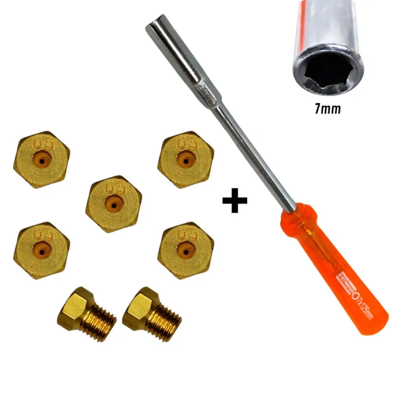 Kit conversão de fogão Para gás glp botijão + Chave canhão 7