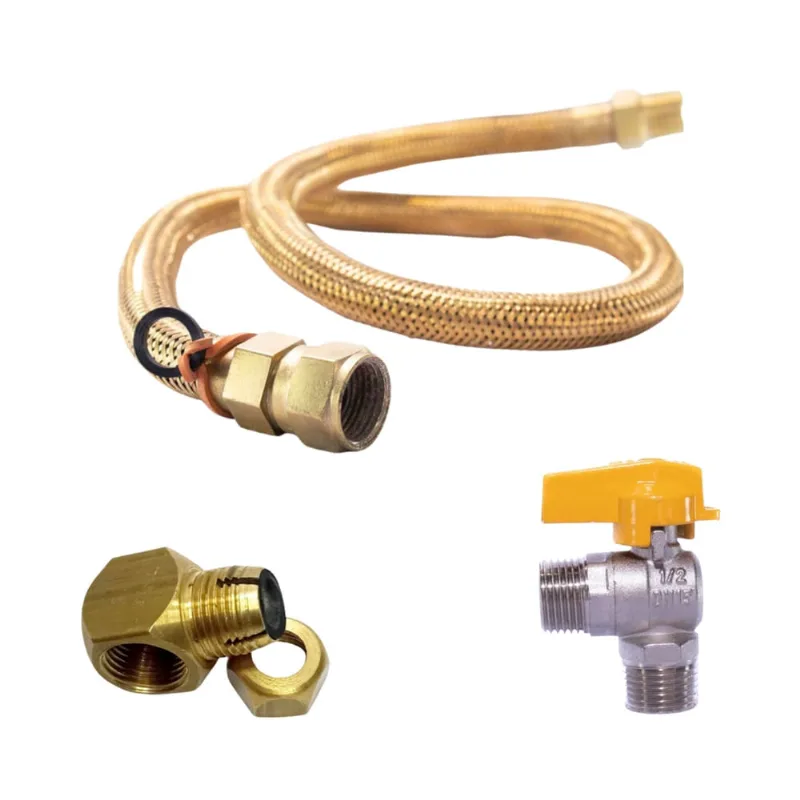 Mangueira De Gás 1m 1/2 + Adaptador 90º E Válvula De Bloqueio Cooktop Forno Fogão Instalação gás gn glp