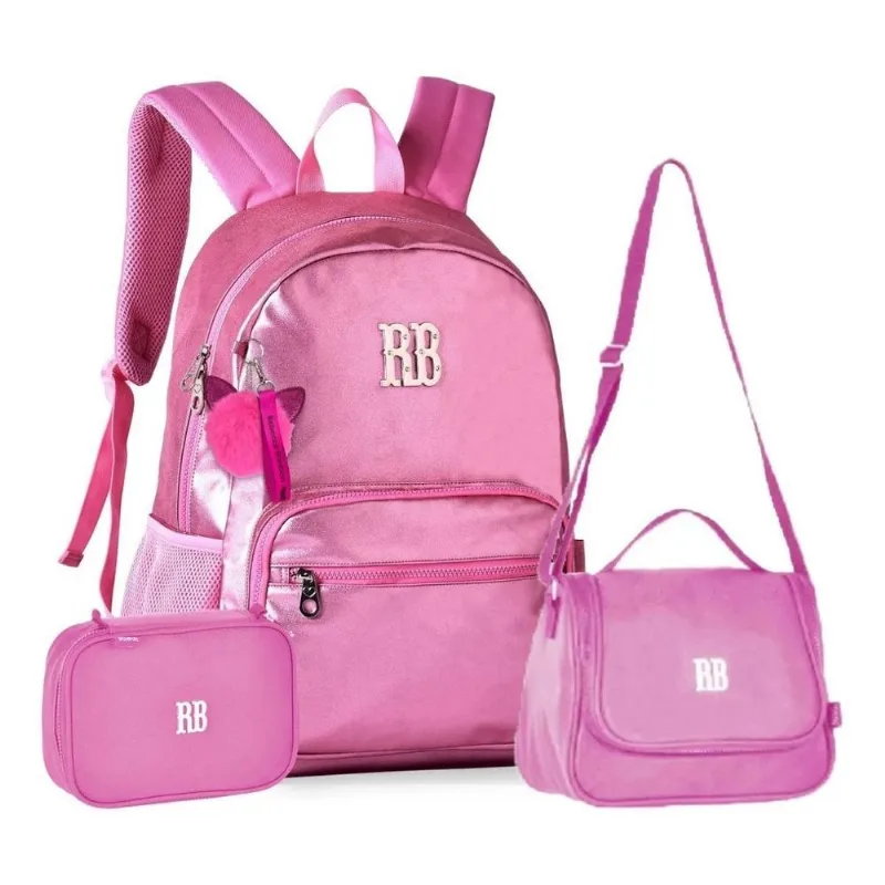 Mochila Rebecca Bonbon Metalizada Com Lancheira E Estojo