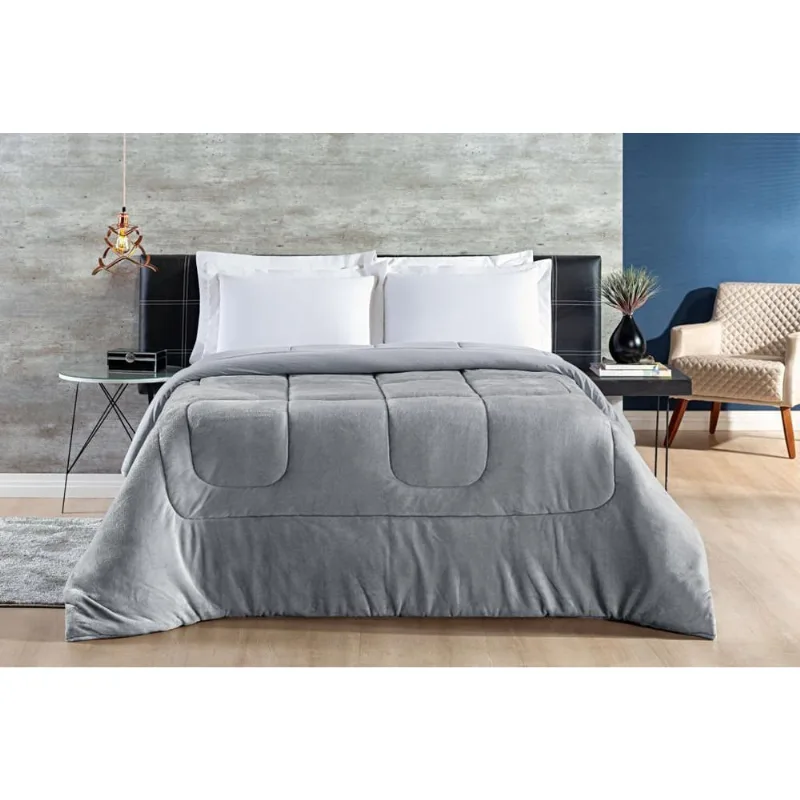 Coberdrom Queen Size Fofura Manta Soft E Malha 100%Algodao