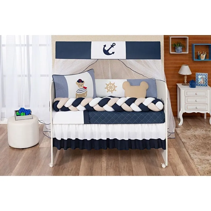Kit Jogo De Berço Marinheiro Kit Americano Bebe Trançado