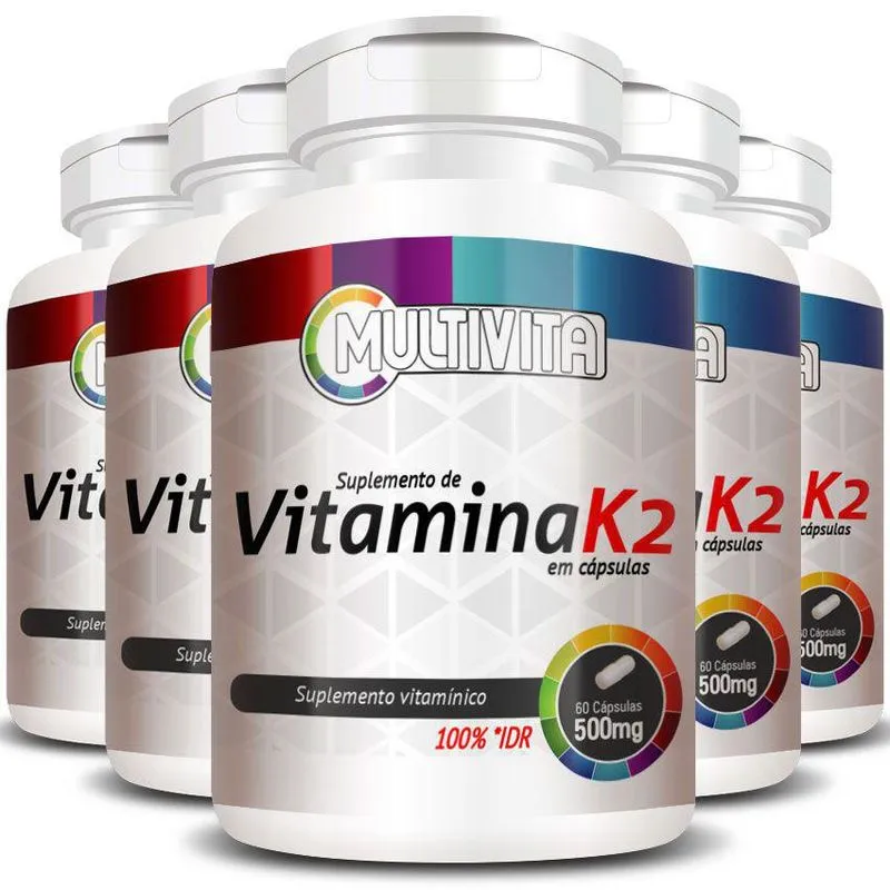 Vitamina K2 Mk-7 (menaquinona 7) 5 Potes (300 Cáps)