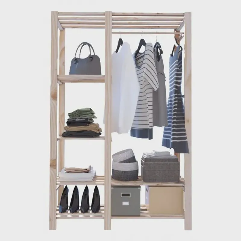 Kit 8 Prateleiras c/ Cabideiro De Roupas Organizadora Geral