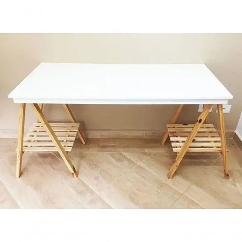 Apoio Par Cavaletes C/ Estrado 80cm Natural P/ Atêlie