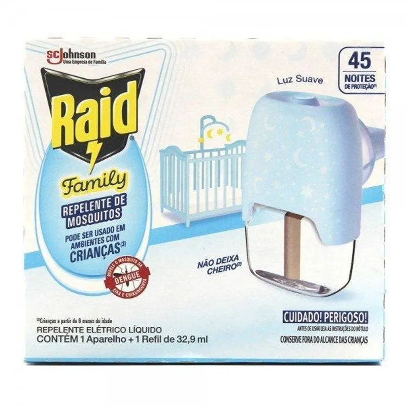 Repelente Elétrico Com Luz Raid Suave Para Ambiente Infantil