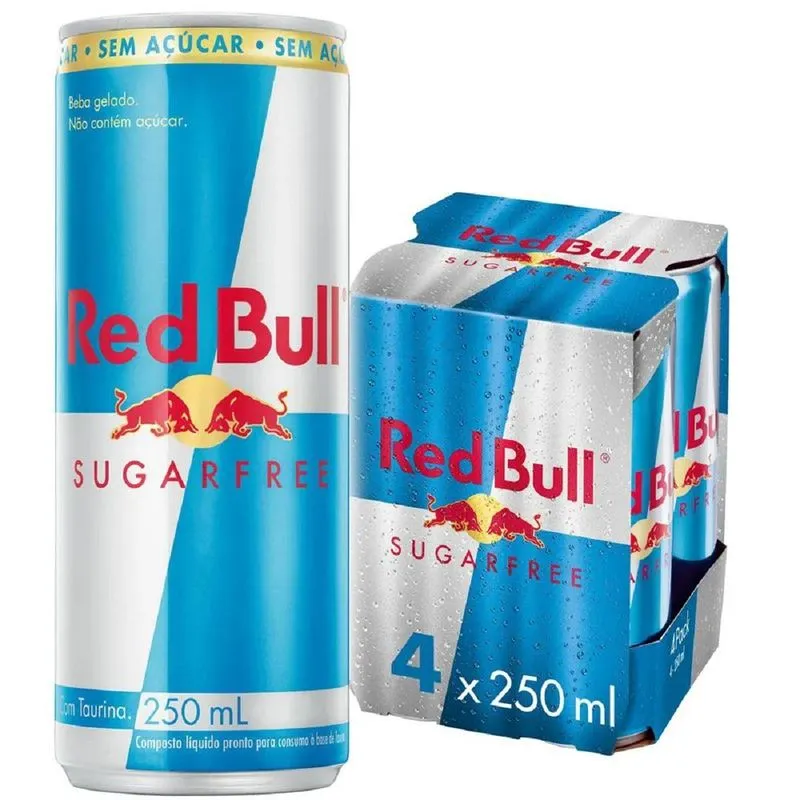 Energético Sem Açúcar Red Bull Sugarfree 4 Latas 250ml Cada