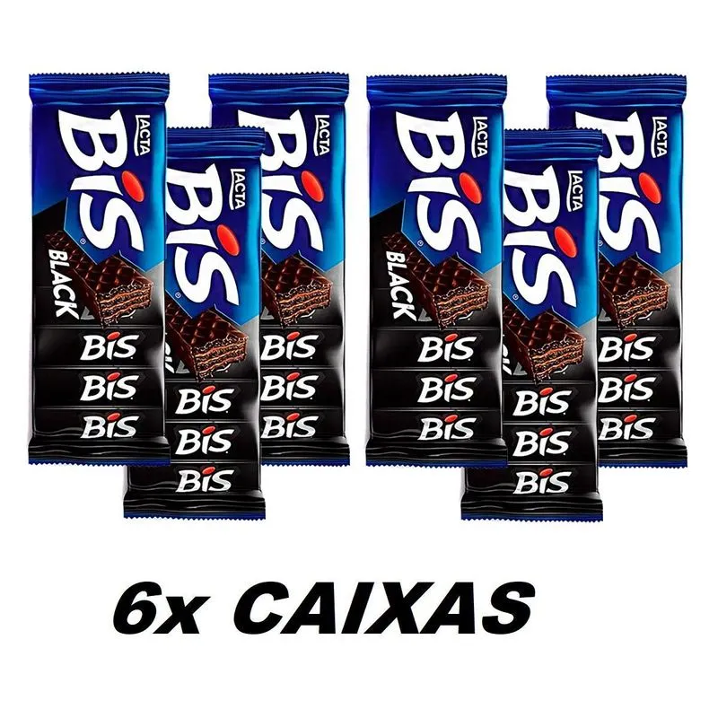 Wafer Recheado De Chocolate Black Bis Lacta 6 Caixa Revenda