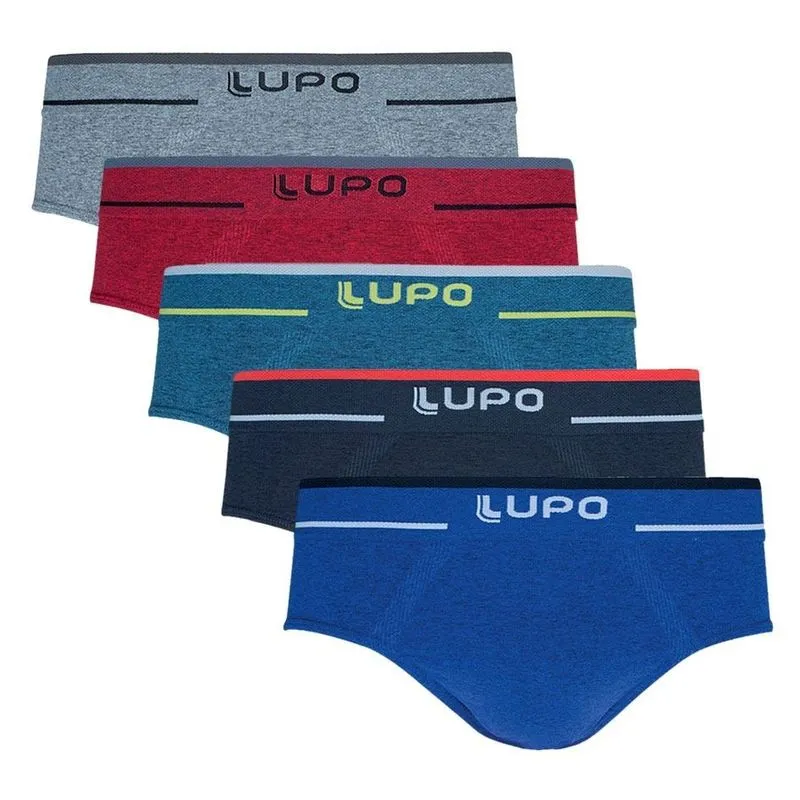 Kit 5 Cuecas Lupo Slip Sortidas Sem Costura Microfibra 624 Kit 5 Cuecas Lupo Slip Sortidas Sem Costura Fio Texturizado 624