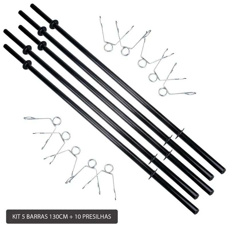 Barra Body Pump 130 Musculação 5 Unid + 10 Presilhas Treino
