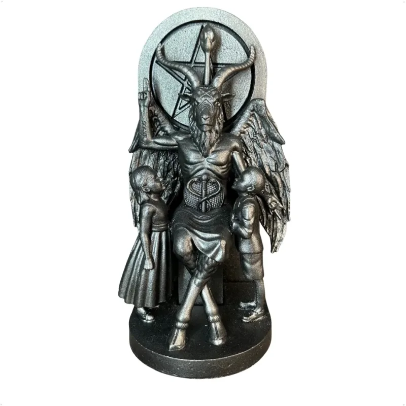 Baphomet no Trono Prata 30cm Alt. - Resina