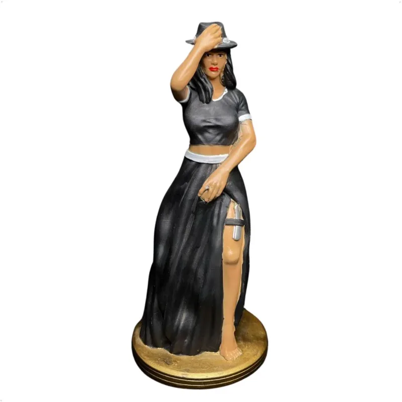 Maria Navalha 2 Realista Preta 22cm Alt. - Resina - Umbanda Candomblé