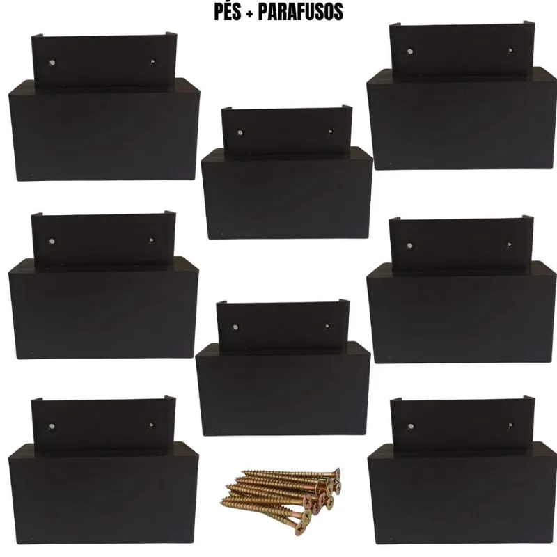 12 Pés De Guarda Roupa E Pé Para Móveis Estante Rack Multiuso 5cm + Parafusos