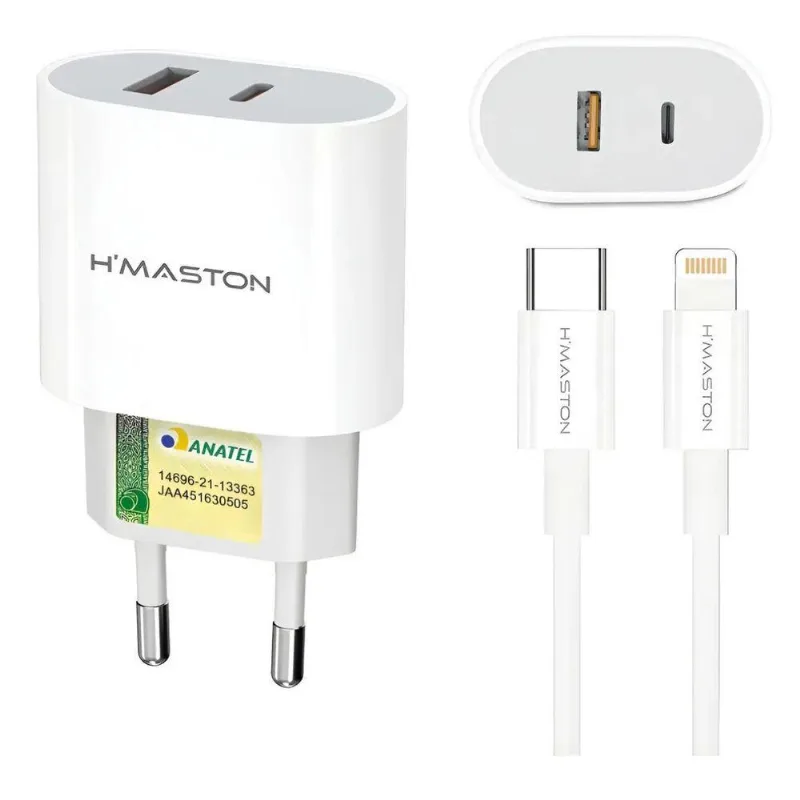 Fonte Carregador USB-C com Cabo Lightning MDM 20W Alta Performance 110V