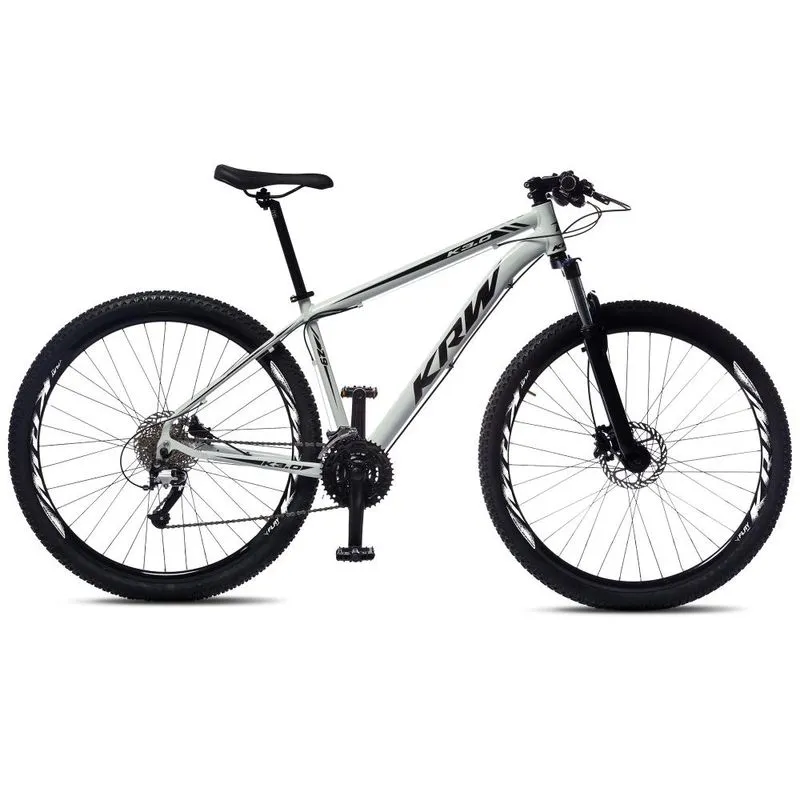 Bicicleta Aro 29 KRW Alumínio 27 Vel Freio a Disco Hidráulico e Trava R8 17 / branco-preto