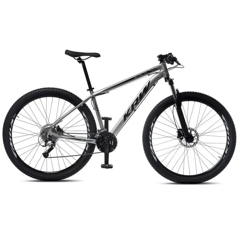 Bicicleta Aro 29 KRW Alumínio 27 Vel Freio a Disco Hidráulico e Trava R8 15.5 / prata-preto