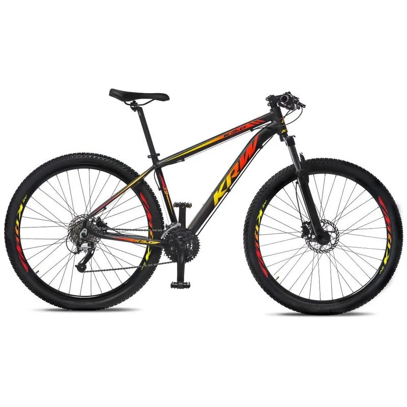 Bicicleta Aro 29 KRW Alumínio 27 Vel Freio a Disco Hidráulico e Trava R8 15.5 / preto-amarelo