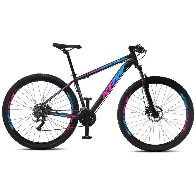 Bicicleta Aro 29 KRW Alumínio 27 Vel Freio a Disco Hidráulico e Trava R8 17 / preto-rosa