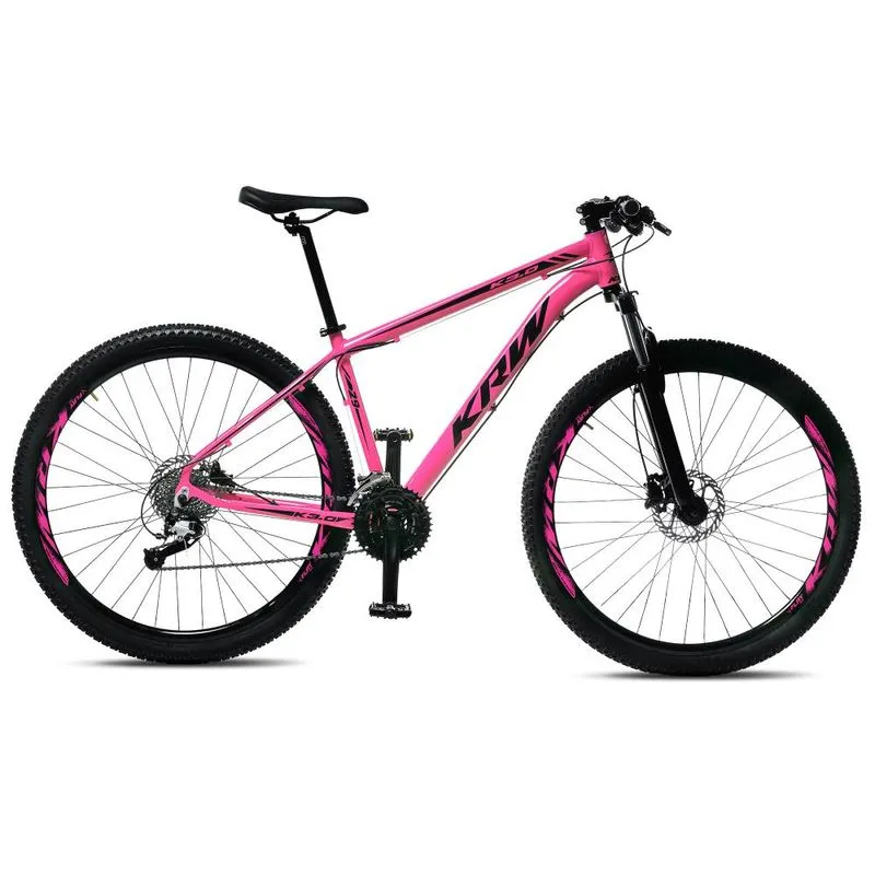 Bicicleta Aro 29 KRW Alumínio 27 Vel Freio a Disco Hidráulico e Trava R8 15.5 / rosa-preto