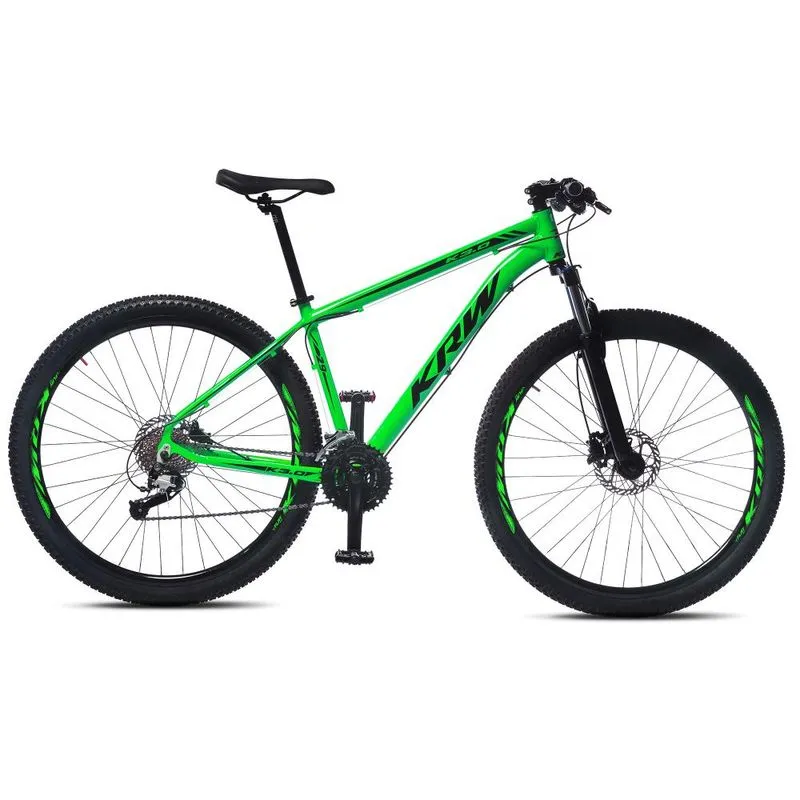 Bicicleta Aro 29 KRW Alumínio 27 Vel Freio a Disco Hidráulico e Trava R8 15.5 / verde-preto