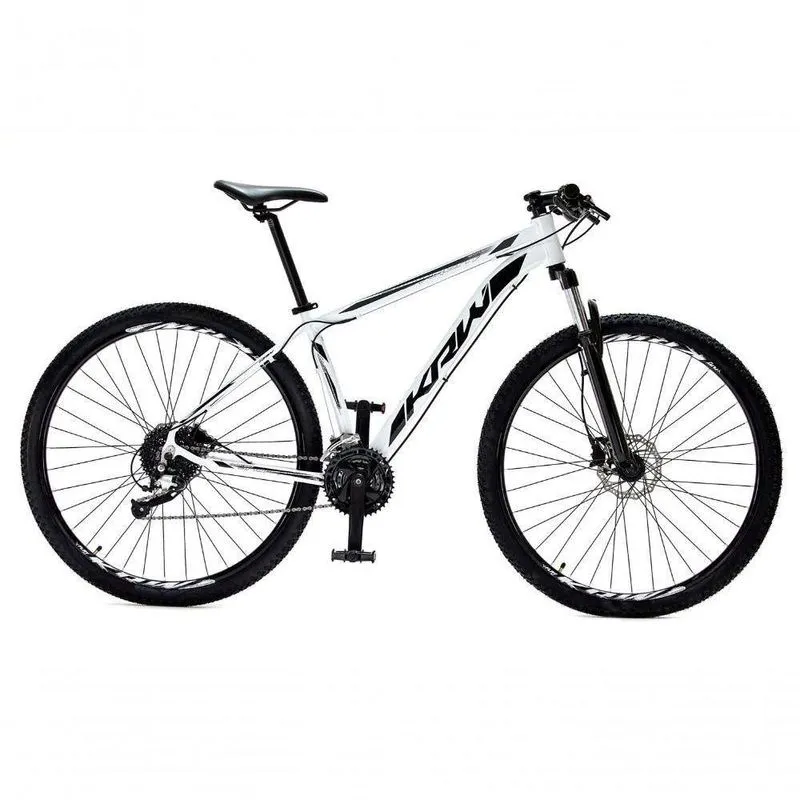 Bicicleta Aro 29 Krw Alumínio 24 Vel Freio Hidráulico Suspensão Dianteira S2 21 Branco-Preto