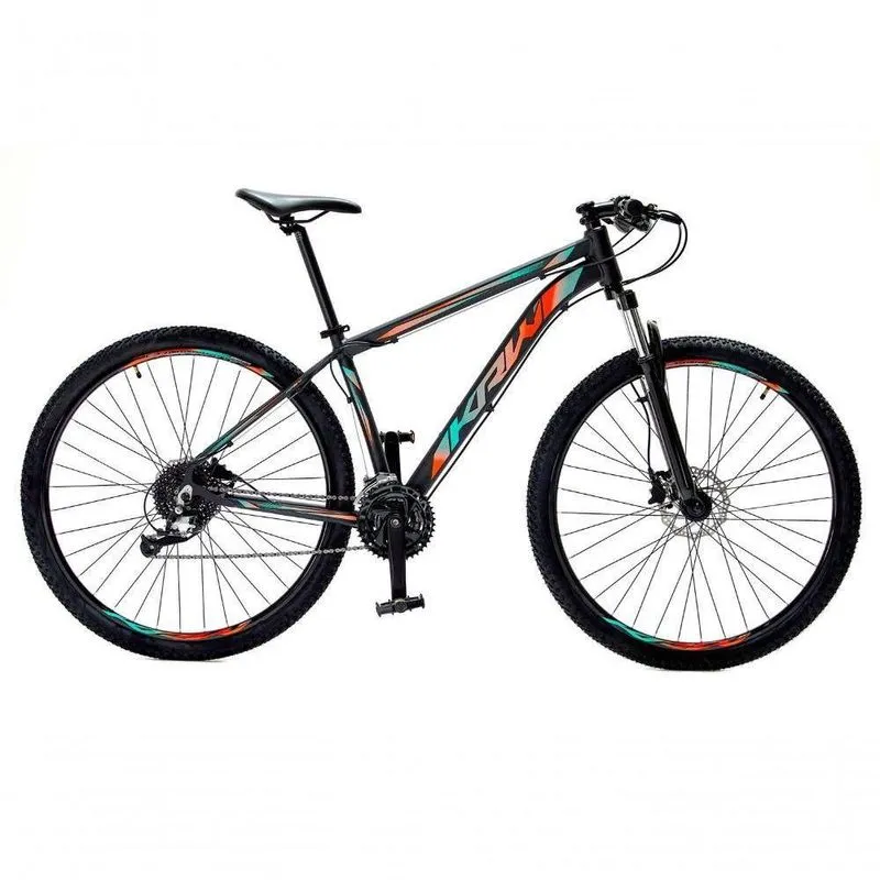 Bicicleta Aro 29 Krw Alumínio 24 Vel Freio Hidráulico Suspensão Dianteira S2 15.5 Preto-Azul E Laranja