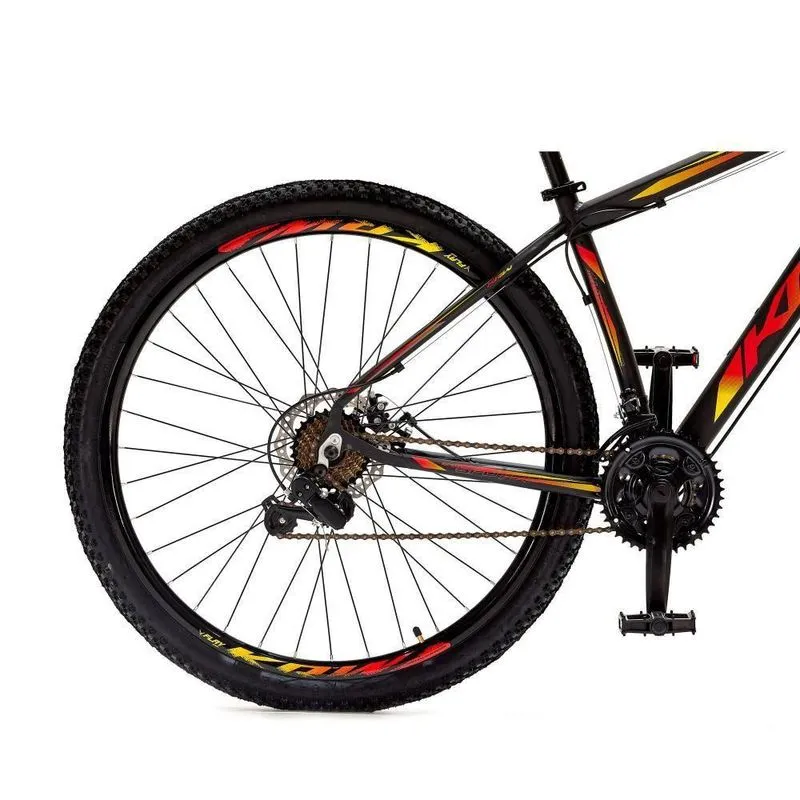 Bicicleta Aro 29 Krw Alumínio Shimano 24 Vel Freio A Disco Suspensão S4 15.5 Preto-Amarelo E Vermelho