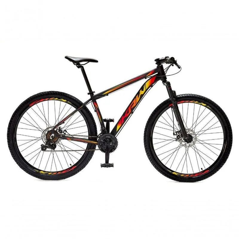 Bicicleta Aro 29 Krw Alumínio Shimano 24 Vel Freio A Disco Suspensão S4 19 Preto-Amarelo E Vermelho