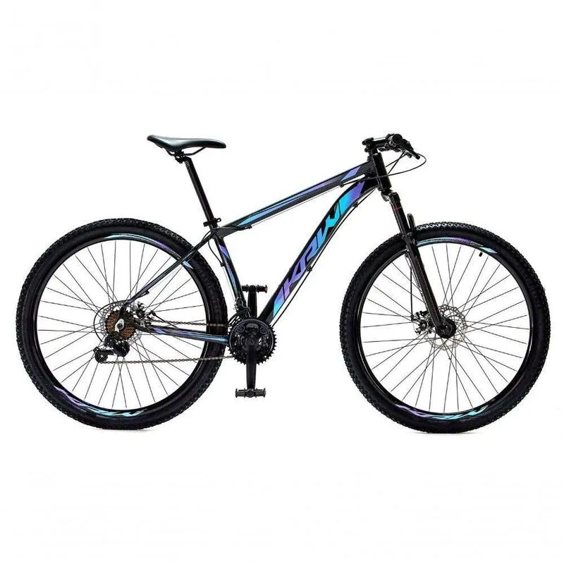 Bicicleta Aro 29 Krw Alumínio Shimano 24 Vel Freio A Disco Suspensão S4 19 Preto-Azul E Roxo