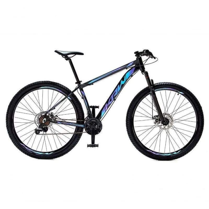 Bicicleta Aro 29 Krw Alumínio 27 Vel Freio A Disco Suspensão Dianteira S7 19 Preto-Azul E Roxo