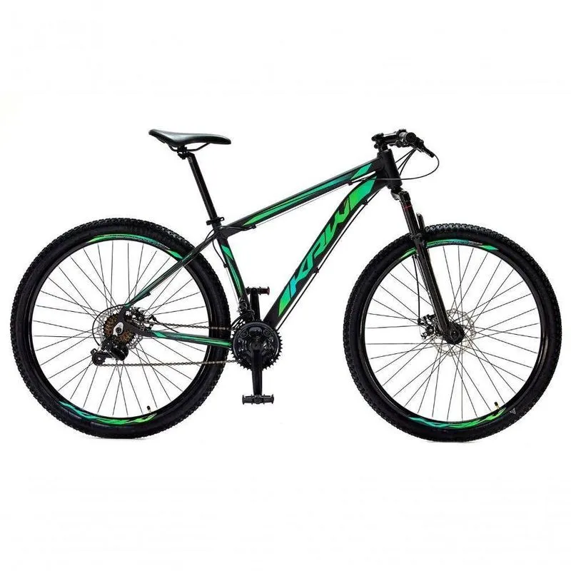 Bicicleta Aro 29 Krw Alumínio 27 Vel Freio Hidráulico Suspensão Dianteira S8 15.5 Preto-Verde