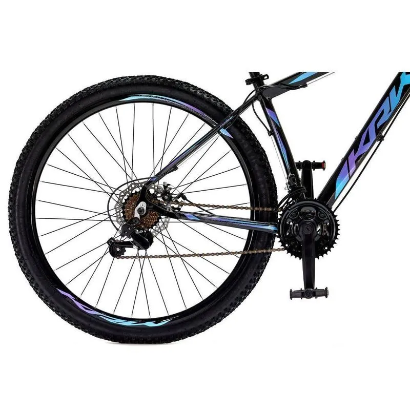 Bicicleta Aro 29 Krw Alumínio 27 Vel Freio Hidráulico Suspensão Dianteira S8 17 Preto-Azul E Roxo