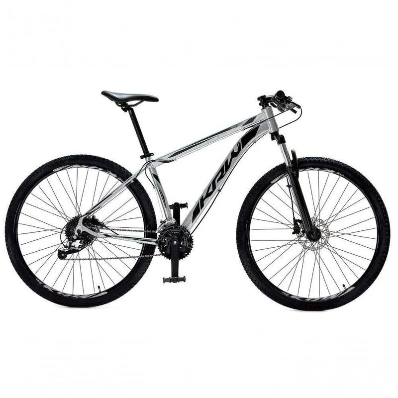 Bicicleta Aro 29 Krw Alumínio 27 Vel Freio Hidráulico Suspensão Com Trava S9 15.5 Prata-Preto