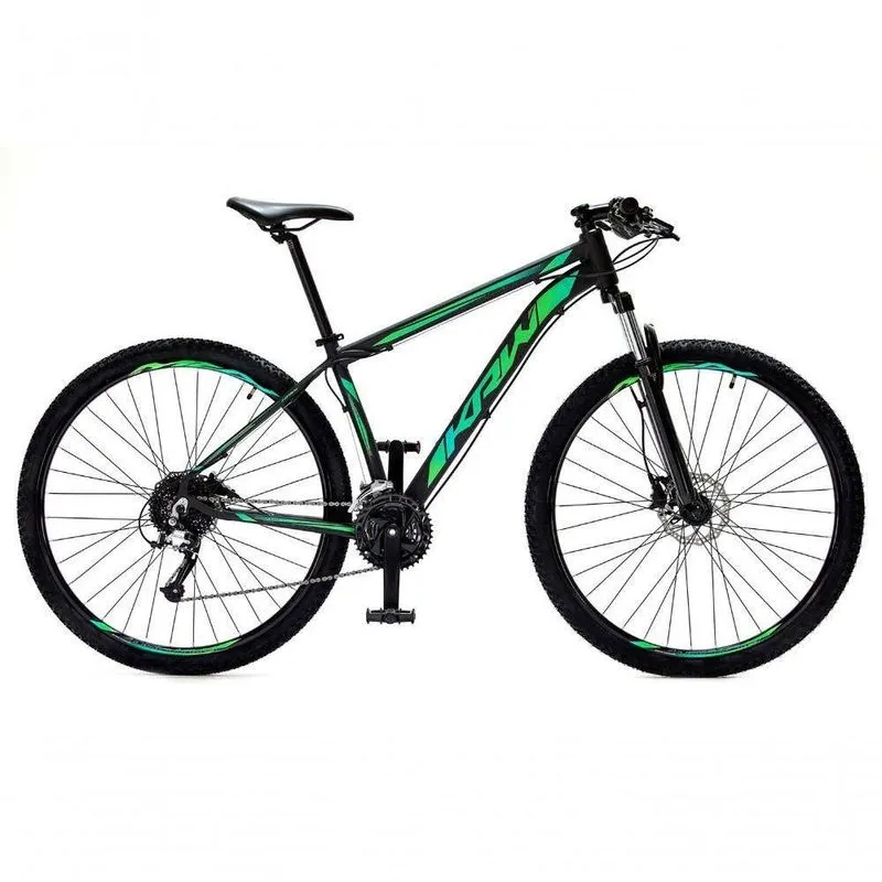 Bicicleta Aro 29 Krw Alumínio 27 Vel Freio Hidráulico Suspensão Com Trava S9 15.5 Preto-Verde
