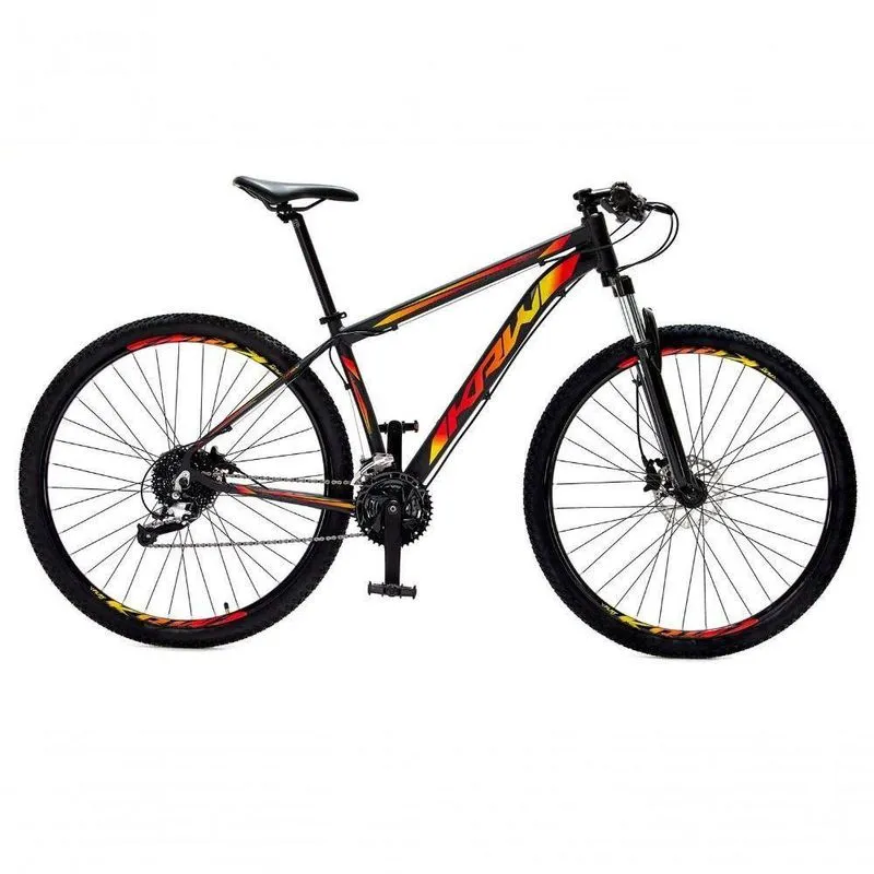 Bicicleta Aro 29 Krw Alumínio 27 Vel Freio Hidráulico Suspensão Com Trava S9 15.5 Preto-Amarelo E Vermelho
