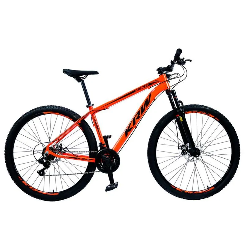 Bicicleta Aro 29 KRW Alumínio Shimano TZ 21 Vel Freio a Disco SH21 15.5" / Laranja/Preto