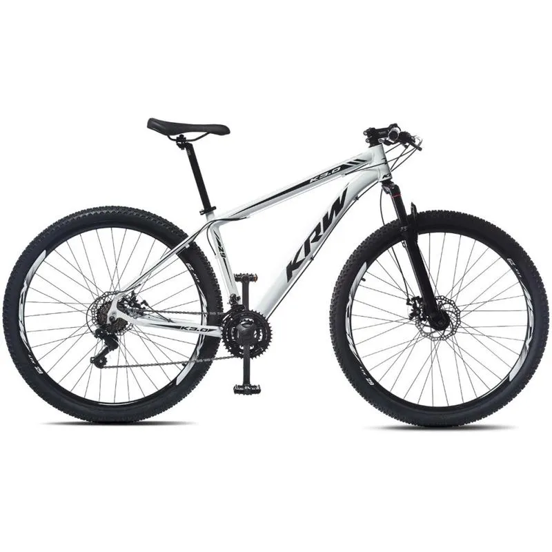 Bicicleta Aro 29 KRW Alumínio Shimano TZ 21 Vel Freio a Disco SH21 15.5" / Branco/Preto