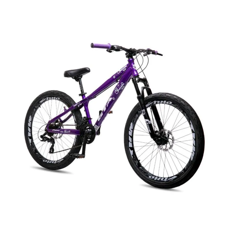 Bicicleta Freeride KRW Aro 26 Freio a Disco 24 Velocidades roxo-branco