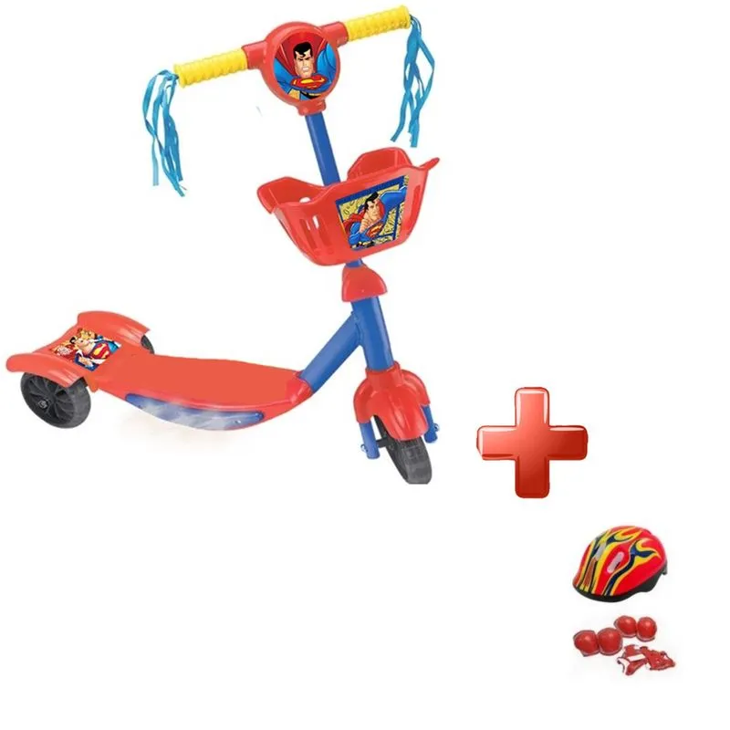 Kit Patinete Kit Segurança Superman Presente Menino Completo