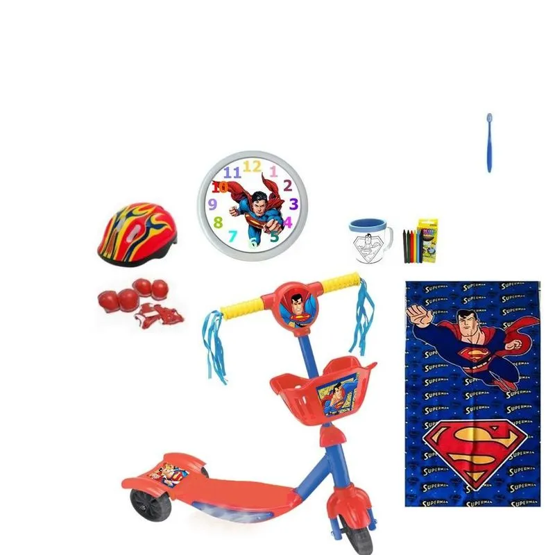 Patinete Infantil Superman - 6 Itens
