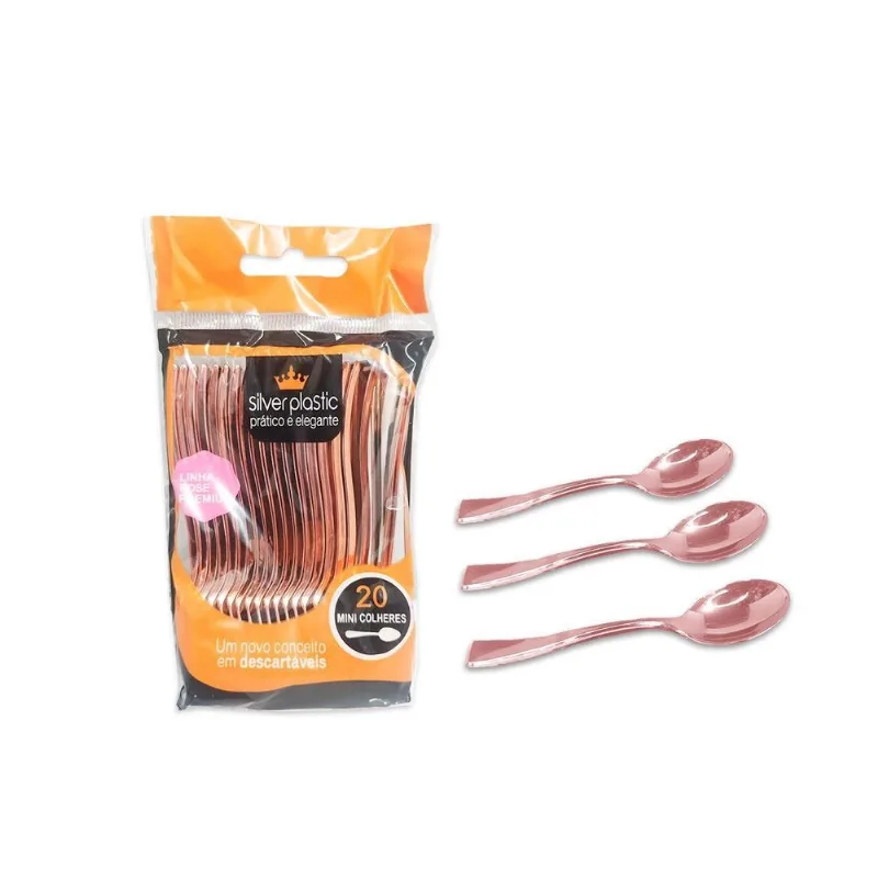 Mini Colher Rose Gold 20un De Luxo Descartável
