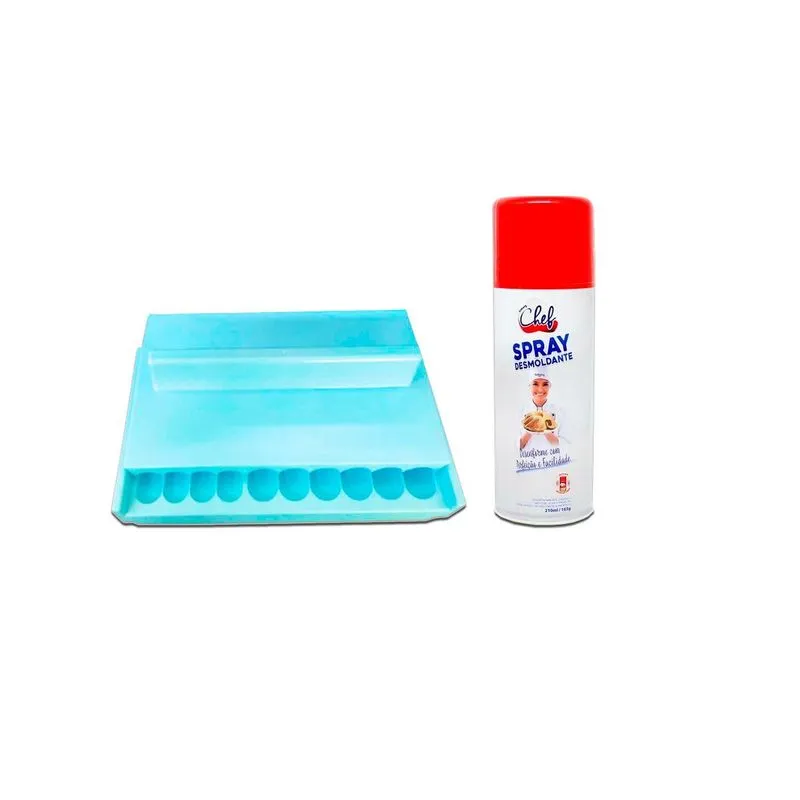 Placa Boleadora Doces E Massas Azul Com Spray Desmoldante