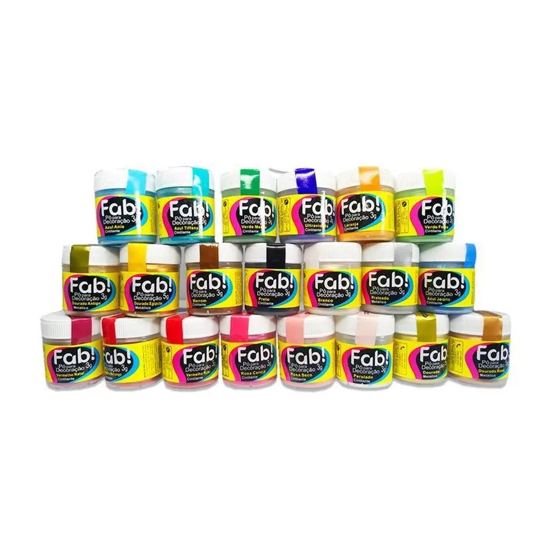 Kit Pó Fab 9 Cores Para Bolos Cupcakes Trufas E Bombons