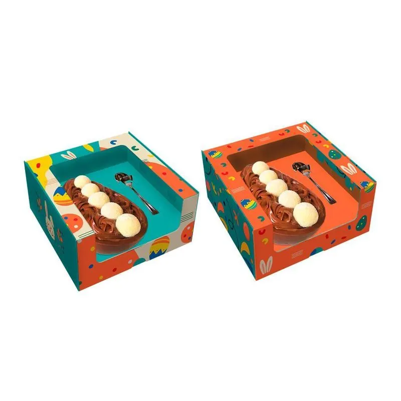 Kit 10 Caixa Chocolate Com Visor Ovo De Colher Carinho 100g