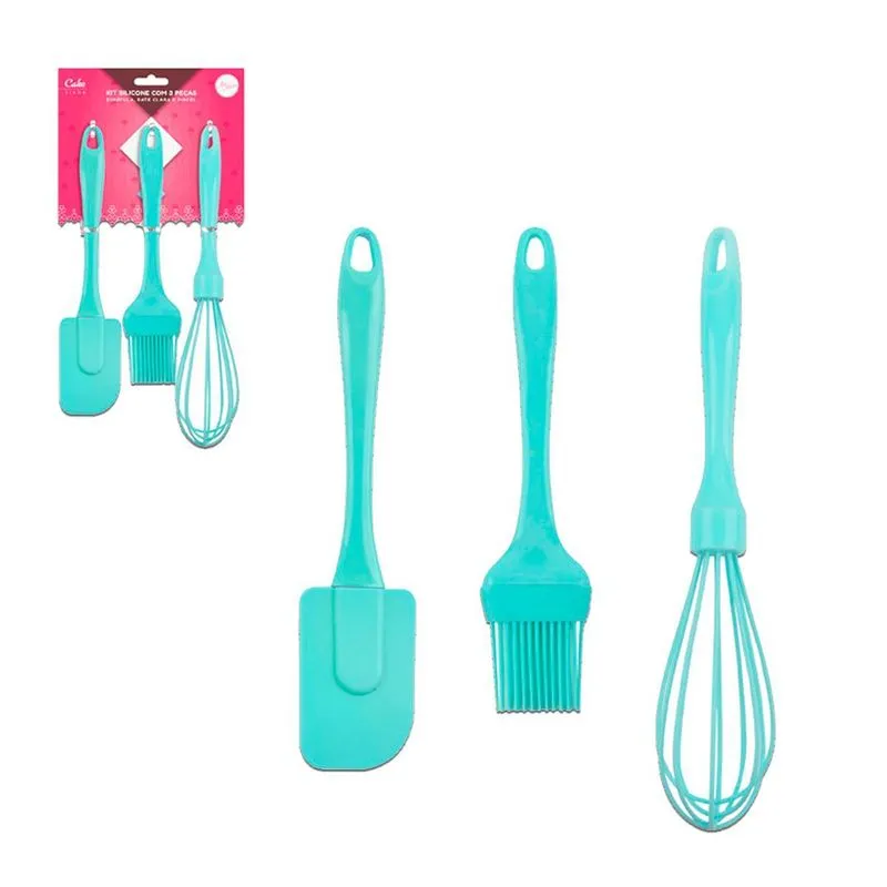 Kit Confeitaria 3 Peças De Silicone Verde Completo Culinária
