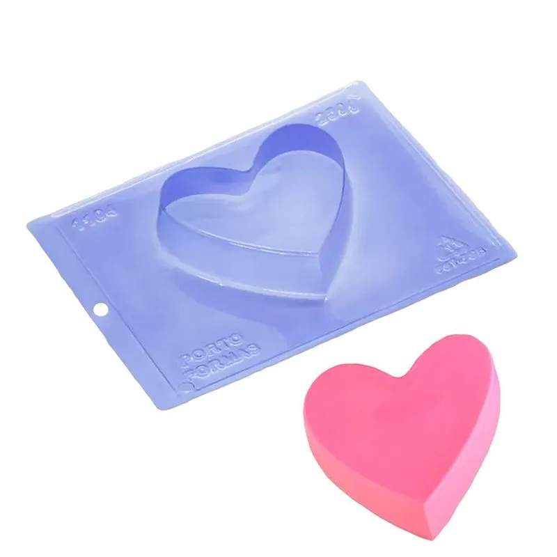 Forma De Chocolate De Silicone Coração Achatado 100g